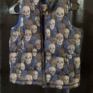 Old Navy Blue and Gray Skull Puffer Vest